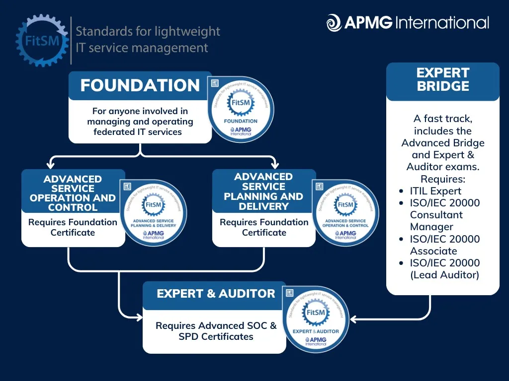 Flowchart showing foundation tiers with professional standards leading to expert auditor certification
